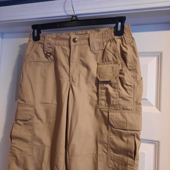 5.11 Tactical Taclite Pro Pants Womens 4 Khaki Ripstop Cargo Pockets Work Range - Picture 2 of 11